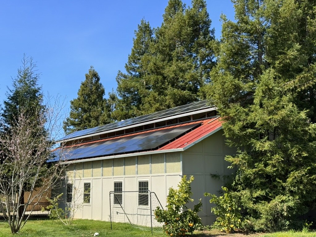 Solar array on a barn in Acampo