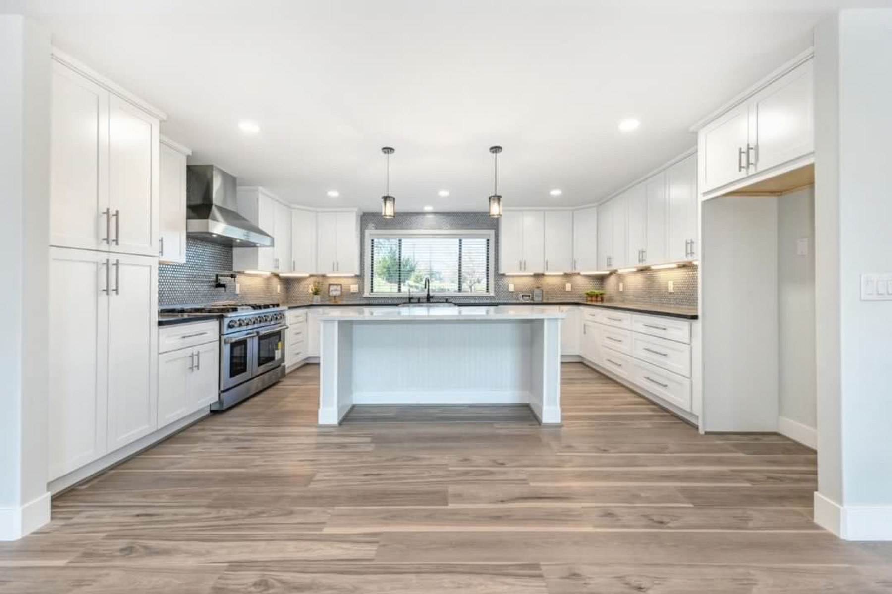 Completed Auburn kitchen with new electrical and lighting