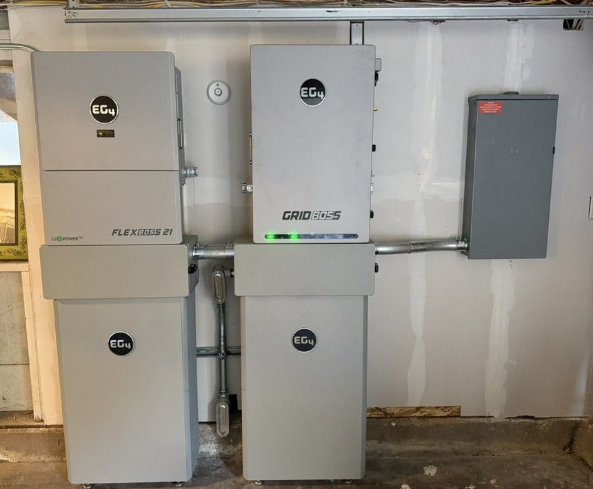 Completed EG4 FlexBOSS and GridBOSS energy storage installation in a garage