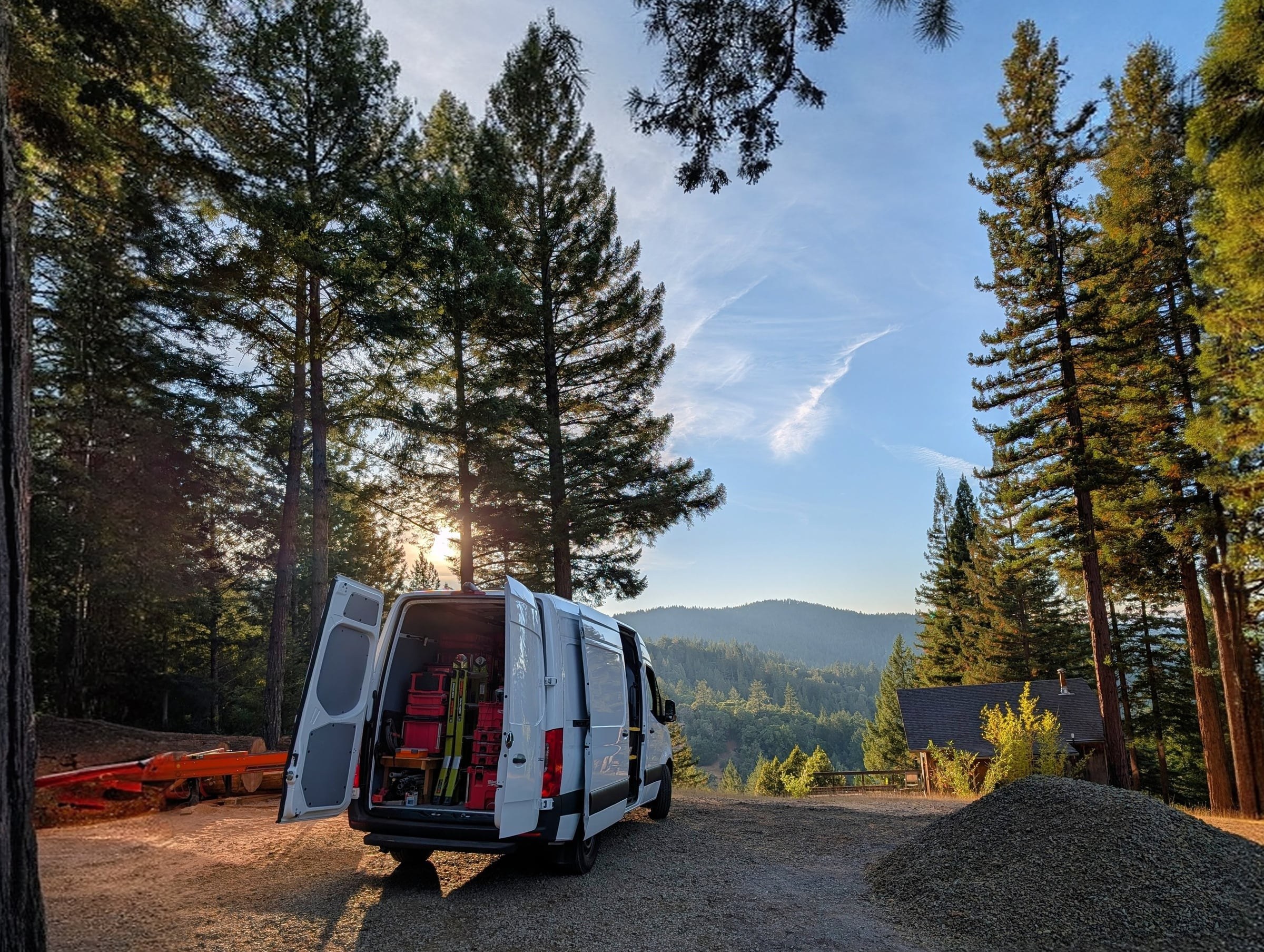 Gossett Electric service van at a mountain home